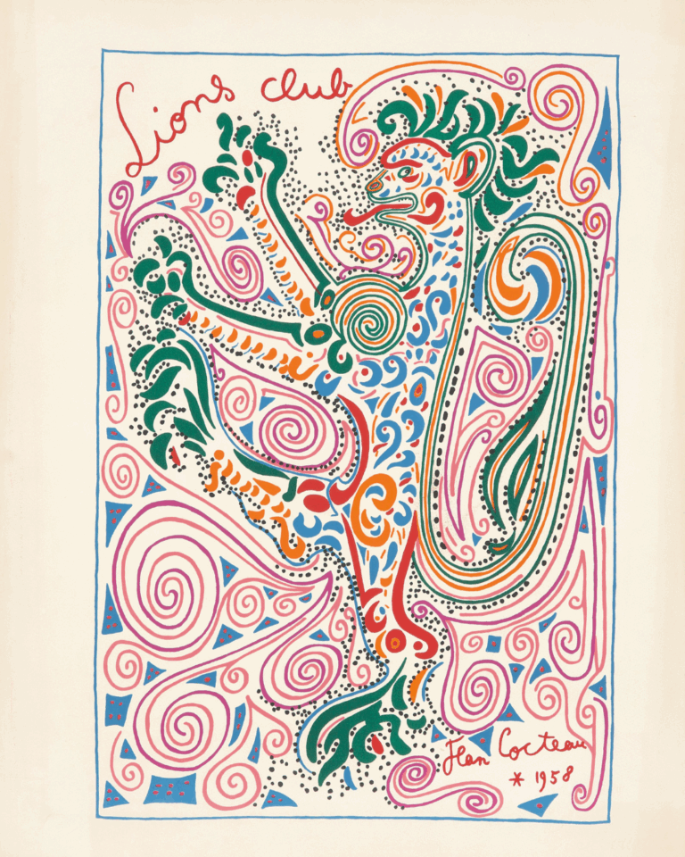 Jean Cocteau "Lions Club de Nice" 1958 - Litho orig. Mourlot signée à la main; By Alamy