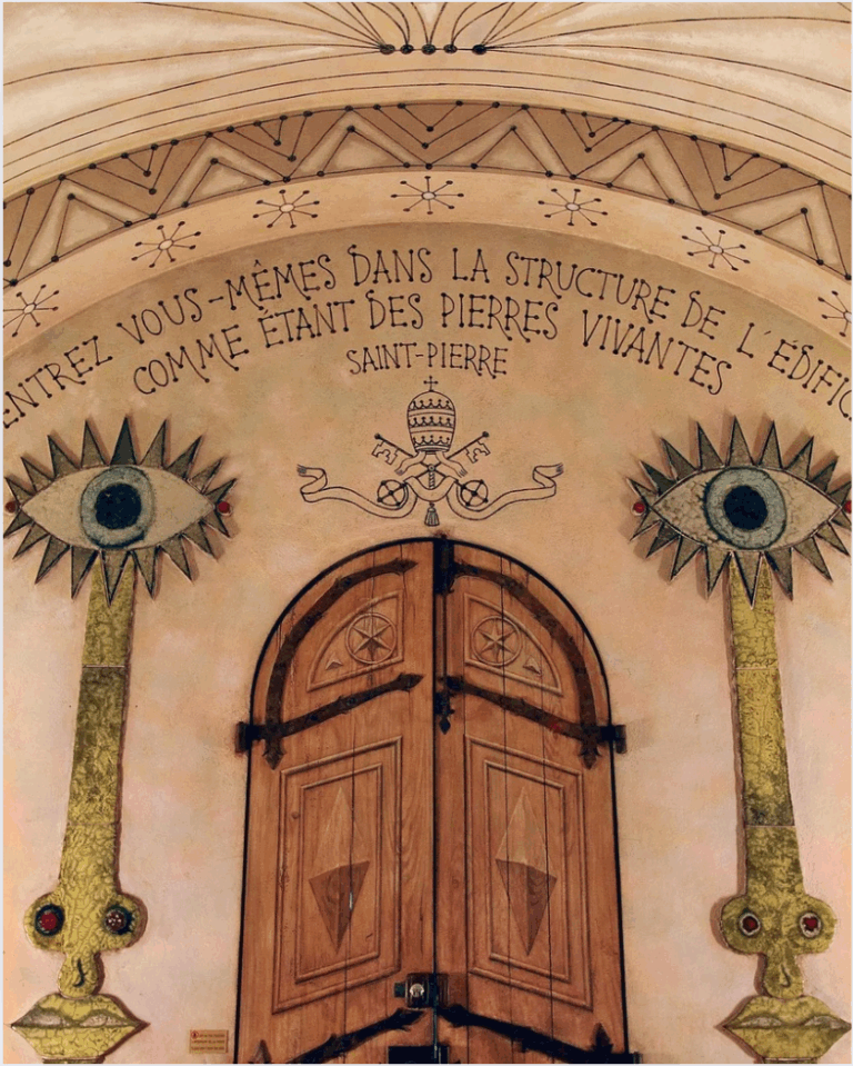 Door To The Chapel Of Saint-Pierre, Patron Saint Of Fishermen, Entirely Decorated By Jean Cocteau In 1956, Villefranche-Sur-Mer, Alpes-Maritimes by Alamy