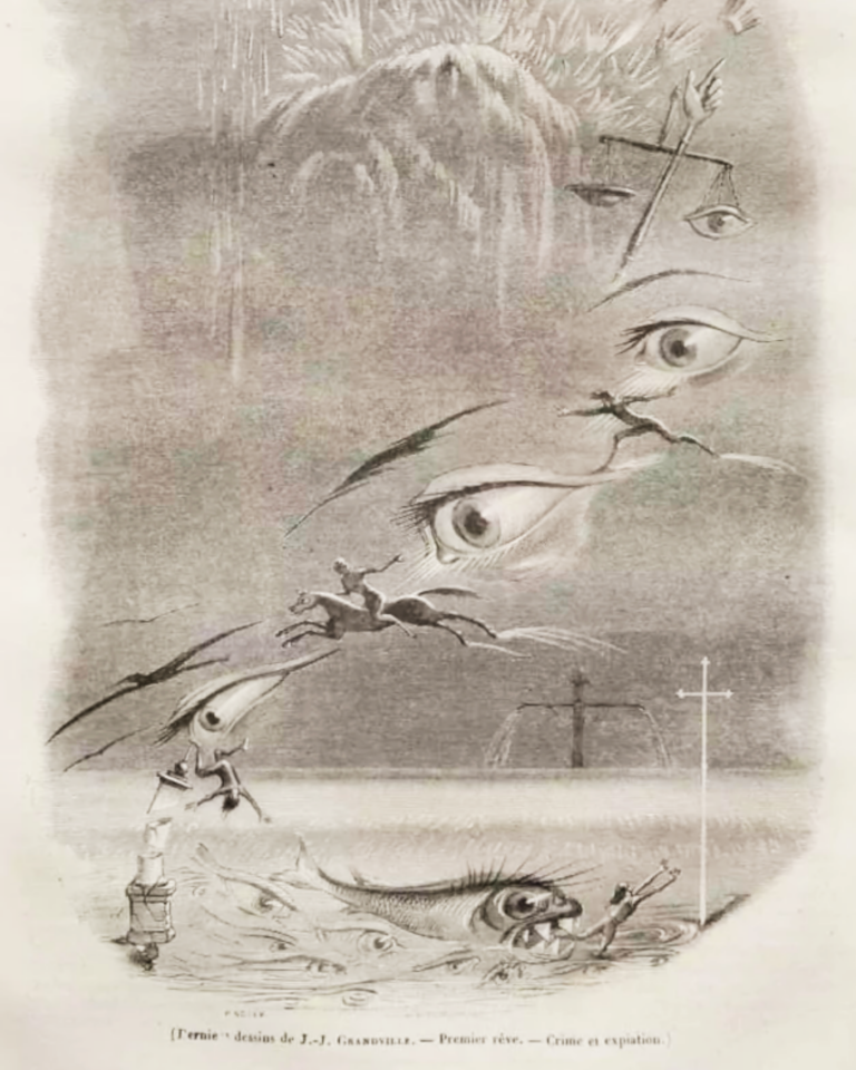 J.J. Grandville - A Dream of Crime & Punishment engraving @pinterest